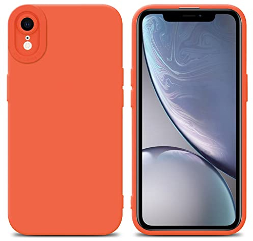 Cadorabo Hülle kompatibel mit Apple iPhone XR Schutzhülle TPU Silikon Case Liquid Design mit Kameraschutz Slim Kratzfest Weiche Gummi mit Rundumschutz Case Hülle für iPhone XR in Orange