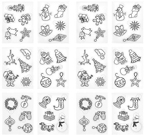 LANTRO JS 12 Stück Schrumpffolien, bedruckbare Schrumpffolie mit Weihnachtsmotiv, kleine gemusterte DIY-Accessoires