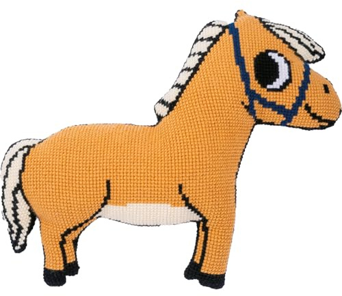 Vervaco Cross Stitch Kit Decorative Cushion PONI Crafts Adults Decoration Embroidery Kit Beginners Complete DIY Embroidery Creative Gift ca. 62x52cm Cross Stitch Embroidery
