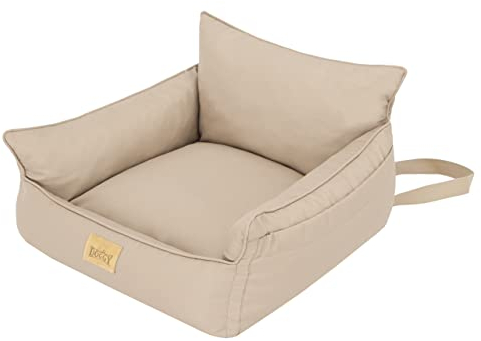 Hundeautositz, Hundebox, Hundebett, Transportboxen, Rückbank, Hundedecke, Hundekörbchen, Katzenbett, für kleine Hunde, Beige, (57x55x30 cm)