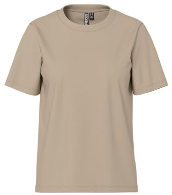 PIECES Women's Pcria SS Solid Tee Noos BC T-Shirt, Silver Mink, XL