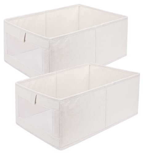 Sosayet Caja de almacenamiento, juego de 2 organizadores, cajas plegables de almacenamiento, caja organizadora con ventana transparente para armario, ropa, libros, cosméticos, (40 x 27 x 17 cm)