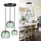 AvgnLxqe Suspension Luminaires, Suspension Rétro Verre 3 Lumières, Vintage Luminaire Abat-Jour en Verre Citrouille Verte, Luminaire Suspendu Réglable en Hauteur pour Salle à Manger Cuisine (3light)
