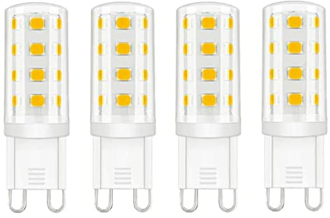 Lamkrtlp G9 LED Lampe warmweiß 3000K, LED Leuchtmittel 3W entspricht 30W-40W Halogenlampe, G9 Glühbirne 380 Lumen, kein Flackern, nicht dimmbar, 4er Pack [Energieklasse F]