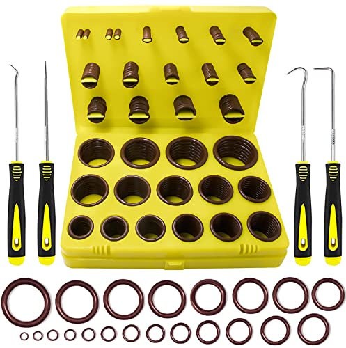 KEZE 382 Stück SAE Viton O Ring Sortiment Kit 30 Größen Braun O-Ring Set Pumpen für verschiedene Autos Motoren Zylinder Sanitär Hochtemperatur-Chemikalien 75A Orings