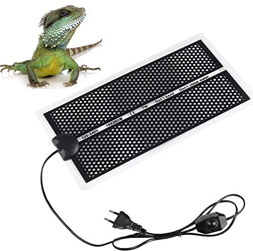 NEKOSUKI Tapis Chauffant Reptile, Tapis Chauffant Terrarium Réglable avec Contrôle De La Température pour Reptiles Tortue, Serpents, Lézards, Geckos, Araignées, Chauffant Aquarium (7W-15x28cm)