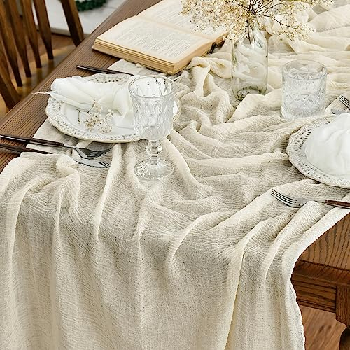 Artoid Mode Boho Gaze Käsetuch Beige Tischläufer 80x300 cm, Küche Tisch Dekoration Drinnen Urlaub Hochzeit Party Geburtstag Dekor