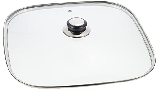 DOITOOL Couvercle Carré en Verre pour Poêles À Griller Couvercle De Remplacement Couvercle avec Poignée 30Cm Dessus en Verre Couvercles pour Poêles Casseroles Poêles À Frire Fonte