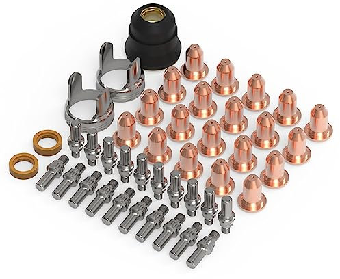 YESWELDER 45-teiliges Plasmaschneidbrenner-Verbrauchsmaterial-Set, Spitzenelektrode von IPT40, geeignet für YESWELDER CUT-55DS Pro/CUT-55NHF/CUT-55DS NHF PLUS/CUT-60DS PRO/CUT-65DS PRO/CUT-65DS PLUS