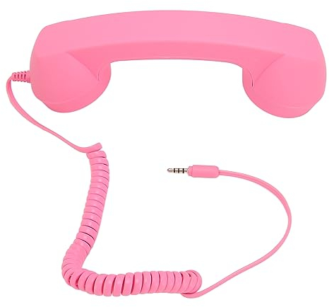 Telefonhörer für Mobiltelefone, Retro-3,5-mm-Telefonhörer, Strahlungssicherer Kabelgebundener Handy-Empfänger für Smartphone-Computer (Rosa)