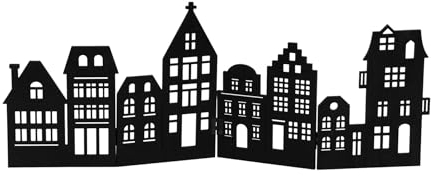 Spetebo Deko Holz Skyline klappbar 50 x 22 cm - schwarz - Weihnachts Stadt Silhouette zur Tischdekoration - Weihnachtsdeko Tischdeko für Weihnachten Weihnachtsstadt Häuserzeile