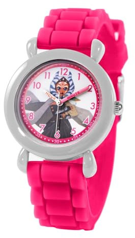 STAR WARS Montre d'apprentissage de l'heure en plastique pour enfants - Montre analogique à quartz avec bracelet en silicone, rose, Plastique et silicone
