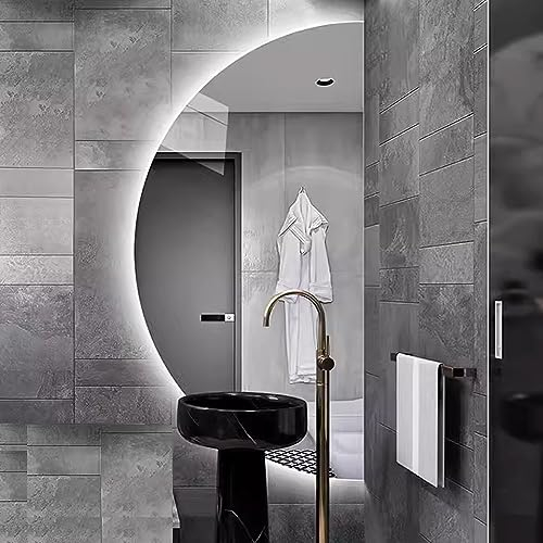Specchio cosmetico a mezzaluna a LED da 48 * 24 pollici Specchio cosmetico retroilluminato a 3 colori dimmerabile grande antiappannamento per bagno Specchio da toeletta retroillumi