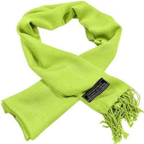 CJ Apparel Lime Green Men's Nepalese Solid Colour Design Fashion Scarf Seconds Scarves Neck Wrap Hand Made in Nepal New