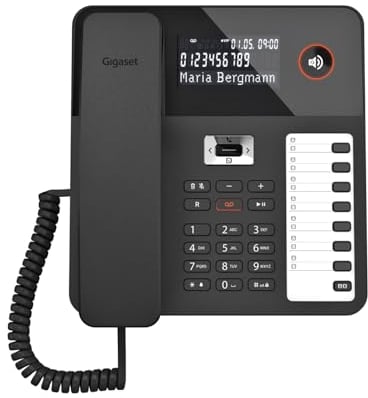 Gigaset Desk 800A - Schnurgebundenes Telefon mit Anrufbeantworter - dreizeiliges LCD-Display - 5 Wege Navigationstaste - Freisprechfunktion - MFV- oder Impulswahl, schwarz [Deutsche Version]