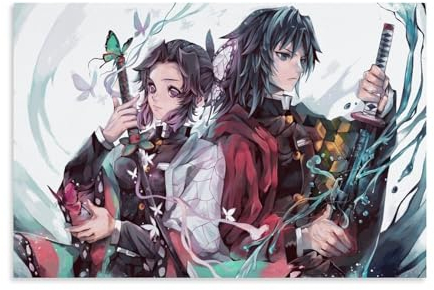 Anime Role Tomioka Giyuu And Kochou Shinobu Poster Dekorative Malerei Leinwand Wandkunst Wohnzimmer Poster Schlafzimmer Malerei,Wandkunst Bilddruck Moderne Familienzimmer Dekor 24x36inch(60x90cm)