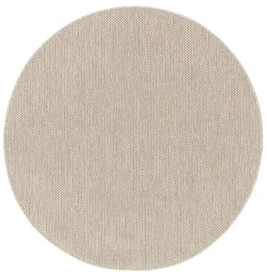 RugVista Clio, In & Outdoor-Teppich, Ø 250 cm, Rund, Niedriger Stapel, Patio, Nur Handwäsche, UV-beständig, Beige