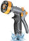 YMTEEDIO Hose Pipe Spray Gun, Garden Hose Spray Gun, Hose Spray Gun, Garden Hose Nozzles & Spray Guns, Hose Gun for Garden Hose, Garden Hose Gun with 8 Spray Patterns & Flow Control (Grey&Orange)