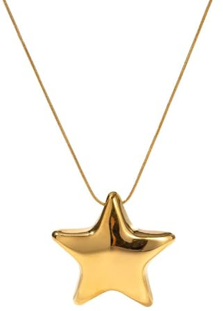 IMINI Minimalist Star Choker Necklace for Women Girls Dainty Stainless Steel 18k Gold Plated Star Charm Pendant Trendy Adjustable Chain Necklaces Fashion Jewelry Birthday Gifts for Her Bff 17 (Gold)