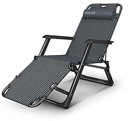 CRBUDY Klappstuhl Schlichter Trendiger grau gestreifter Loungesessel, Loungesessel, Siestastuhl, Strandstuhl, Sonnenliege Klappstuhl