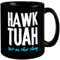 Hawk Tuah Tasse in Schwarz mit Spruch Spit on that thang Anspucken Meme Wurm und Falke viral auf Social Media Lustige Geschenkidee in Schwarz