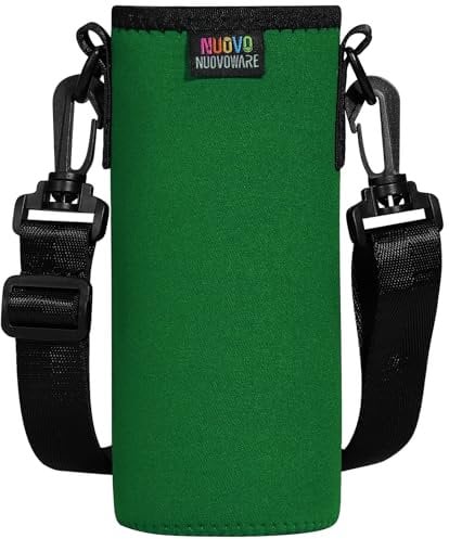 Nuovoware Bolso de Botella de Agua Portátil de Neopreno, a Prueba de Caída y Golpes, Funda Protecdora Impermeable de Cantimplora al Aire Libre con Correa de Hombro, Verde