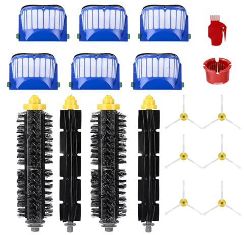 HIYOUNG Ricambi per iRobot Roomba 698 600 650 620, 4 spazzole principali,6 filtri,6 spazzole laterali,2 accessori per strumenti di pulizia.