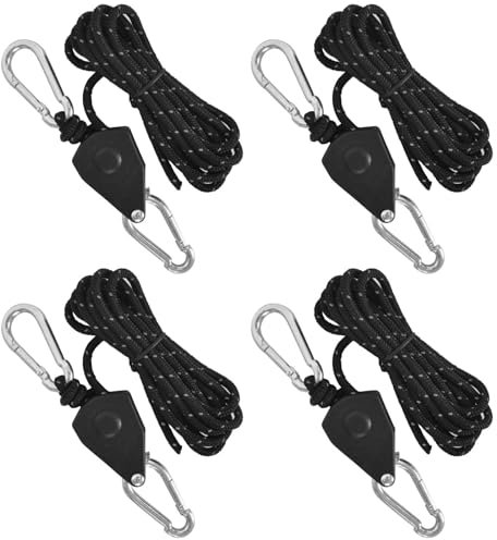 Pack of 4 Camping Guy Ropes,2 M Long Reflective Tension Cord, 1/8 Inch 4mm Adjustable Outdoor Tent Guide Rope,with Rope Tensioner,Sturdy Nylon Rope,for Outdoor Camping Hiking Tents Windproof