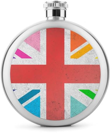 Edelstahl Flachmann Union Jack Whiskeyflasche Schnapsflasche Hip Flask Für Whiskey Rum Wodka 9x9cm