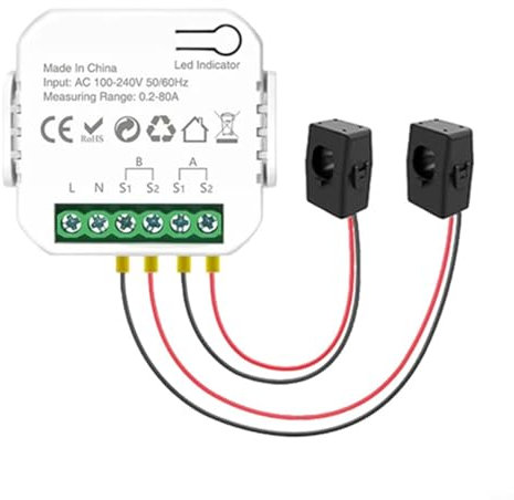 HpLive Smart Meter Energiemonito,WLAN-Energiezähler für Tuya Wifi Smart Power Meter mit Stromwandlerklemme Energieüberwachung(2CT)