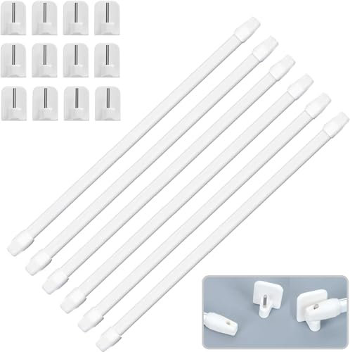 ALLBASA Tringle rideaux, barre de douche, barres de virage extensible tringle a rideaux, tringle rideau sans percage réglable, tringle a rideau pour fenetre (6pcs(30-50)+crochet)
