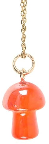 Orange Crystal Mushroom Necklace – Symbolizes Free Spirit & Healing, Third Eye Chakra, Nickel-Free, Hypoallergenic, Includes Matching Envelope & Blank Card for Personal Message