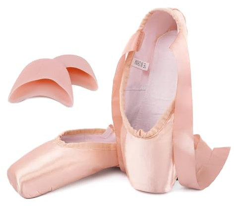 Asyusyu Professionell Spitzenschuhe Ballett Rosa Ballettschuhe Damen Satin Tanzschuhe Schnüren Ballet Shoes mit Silikonpads-40 EU