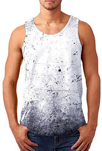 Achselshirts für Herren Print Streetwear Männer T-Shirts Tägliches Training Lässige Axelshirt Modische Shirt Slim Fit Sportshirt Strand Achselshirts Classic Tshirt Ärmellose Laufshirt für Männer