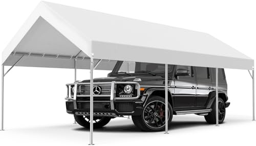 MasterCanopy 3,6 x 6 m verzinkter Stahl Garagenzelt Lagerzelt Gerätehaus Carport PE Dach, Weiß