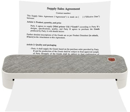 Mermajestic Imprimante Thermique A4, imprimante Mobile A4, avec Bluetooth et Batterie 2600 mAh pour Windows/Mac iOS Android, Mini imprimante sans Encre pour Documents, Photos, modèles