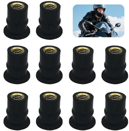 Nevoluxer 10xM4/M5 Motorrad Windschutzscheibenmutter, Windschutzscheiben Wellenmutter für Motorrad, Gummimuttern für Windschutzscheibe Schraube Befestigungsmuttern (Straight Convexity,M5)
