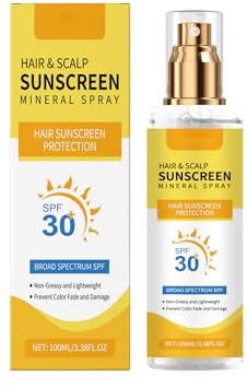 Hair Scalp Sunscreen Spray SPF 30, UV-Schutz für farbbehandeltes, hervorgehobenes Haar, nicht fettender, schwereloser Nebel mit Kokosnussöl, gegen verblassende Trockenheit, Beach Pool Daily Use (1PCS)