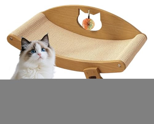 Kratzbaum für Katzen | erhöhter Kratzbaum mit integriertem Katzenbett – aus Sisal, Möbelschutz für drinnen –, Sofa, Boden Teppich