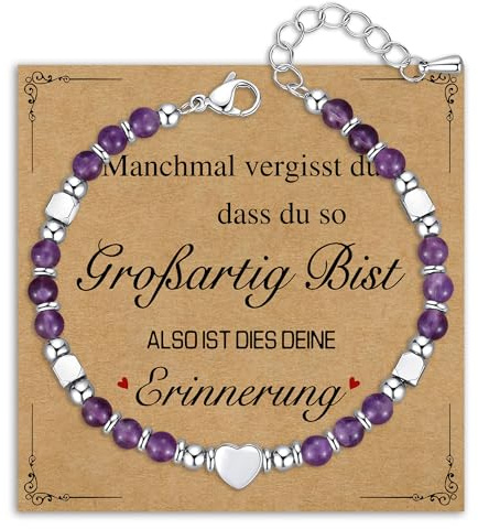 Damen Armband Perlenarmband Silber Edelstahl, Natürlichen Heilsteine Armbänder Edelstein Geschenke für Frauen Mädchen Armbander Geburtstagsgeschenk Schmuck
