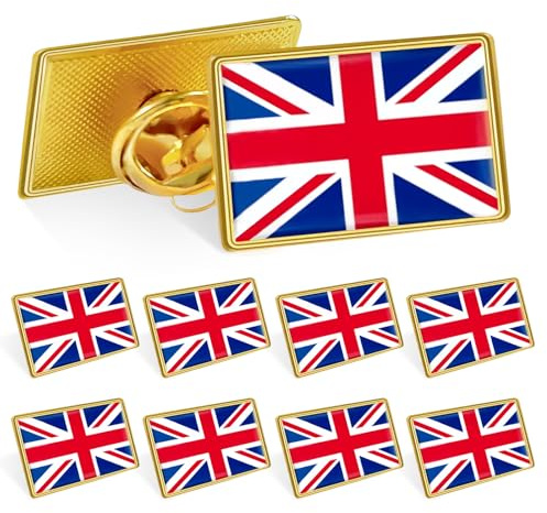 10 Pack Flag Lapel Pins, Rectangular Enamel Badges with Gold Trim for National Day, Patriotic Celebrations, Office, Suit Jacket, Backpack, or Hat Decorations