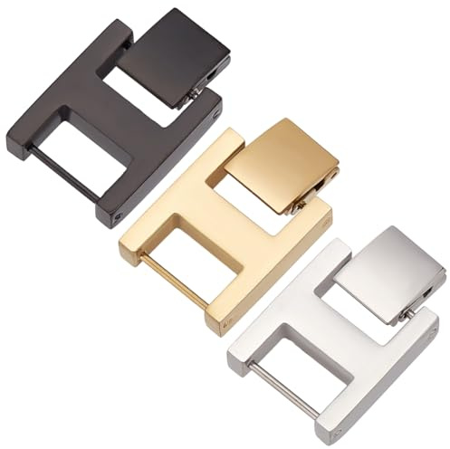 WEBEEDY 3 Farben Faltschließe Edelstahl Armband Verlängerung Schließe Schmuckherstellung Schliessen für Armband Reparatur Uhrenband Anpassungen Weihnachten,21x10mm(Gold Silber Schwarz)