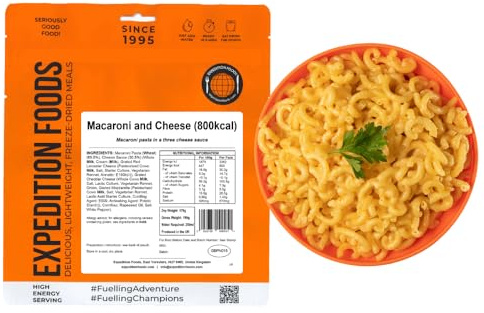 EXPEDITION FOODS Macaroni and Cheese (High Energy Serving / 800KCAL) | Freeze-Dried Camping & Hiking Food