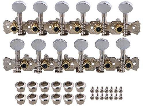 BQLZR Mécaniques chromées pour guitare acoustique 12 cordes 6L6R