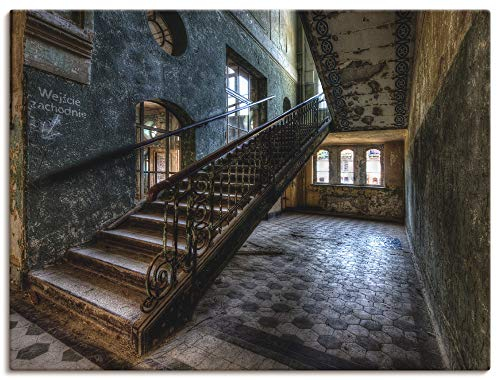 ARTLAND Wanddeko Leinwand Bilder Wandbild 60x45 cm Lost Places Ruinen Architektur Gebäude Altbau Modern T9RG