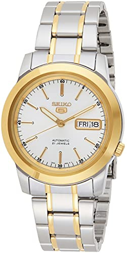 Seiko Herren-Armbanduhr SNKE54 5, automatisch, weißes Zifferblatt, zweifarbig, Edelstahl, Silberfarben, 5. Automatisch