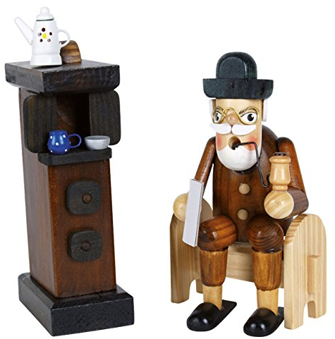 OBC Räuchermännchen Opa am Kamin, H: 20 x 11 cm, handbemalt im Kunsthandwerks-Stil
