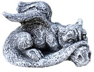 Steinfigur Drache schlafend, massiver Steinguss, Frost- und wetterfest bis -30°C