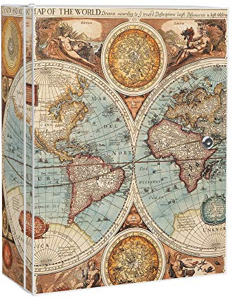 banjado Medizinschrank abschliessbar mit Motiv Historische Weltkarte 35x46x15cm - großer Arzneischrank für die Hausaphotheke - Medikamentenschrank aus Metall zur Medikamenten Aufbewahrung