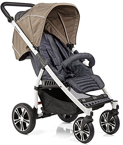 Gesslein Buggy S4 Air+ Design 353 mit Liegefunktion, klein zusammenklappbar, für große Kinder bis 25 kg, veganer Lederschieber cognac höhenverstellbar, Kinderwagen Sportwagen